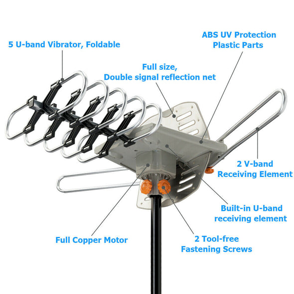 990 Mile Outdoor HD TV Antenna, UHF VHF 4K Reception - Easy Install