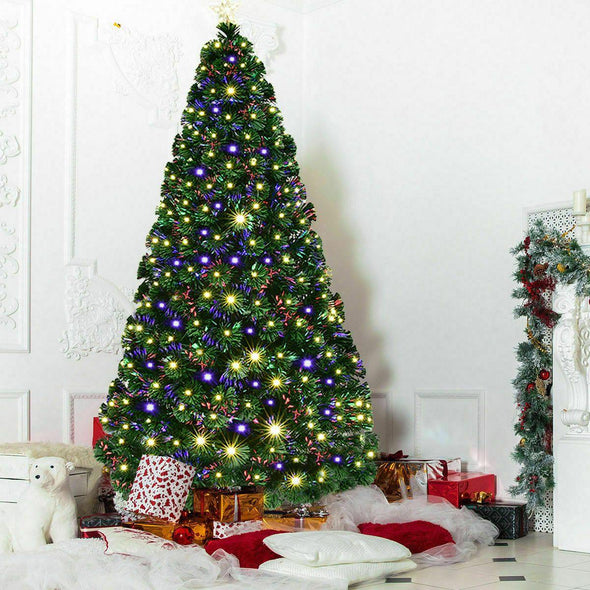 7' Pre-Lit Fiber Optic Artificial Christmas Tree with 280 LED Lights
