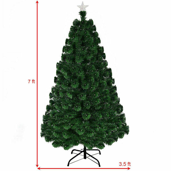 7' Pre-Lit Fiber Optic Artificial Christmas Tree with 280 LED Lights