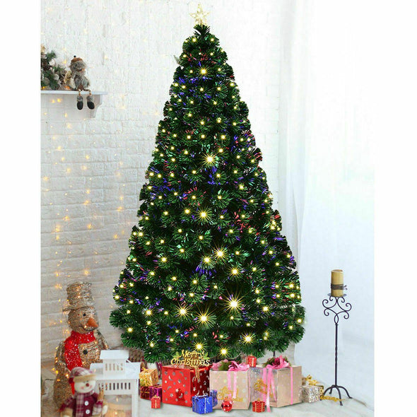 7' Pre-Lit Fiber Optic Artificial Christmas Tree with 280 LED Lights