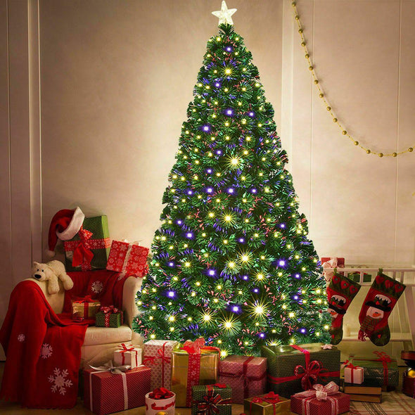 7' Pre-Lit Fiber Optic Artificial Christmas Tree with 280 LED Lights