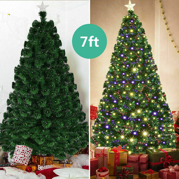 7' Pre-Lit Fiber Optic Artificial Christmas Tree with 280 LED Lights
