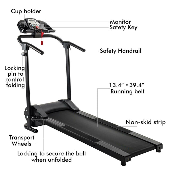 Folding Treadmill Electric Motorized Power Running Jogging Fitness Machine