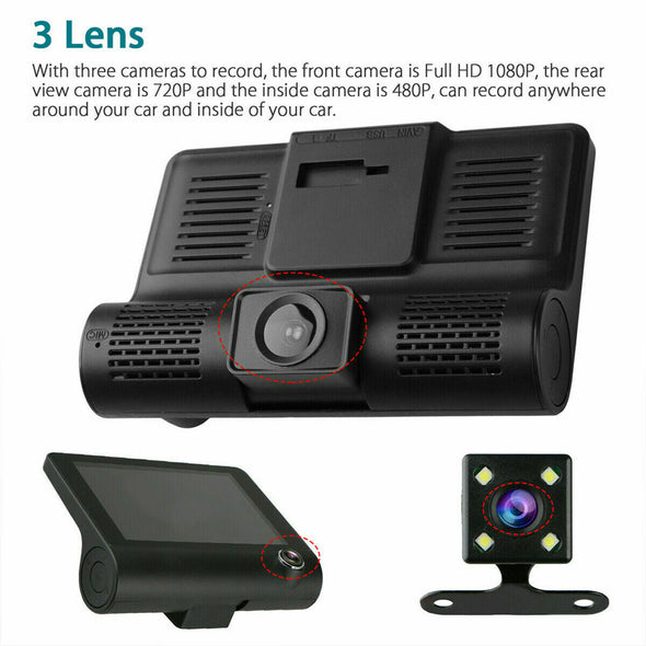1080P Car Video Dash Cam HD Dual Lens Recorder G-Sensor Mirror Camera
