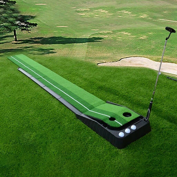 Indoor Golf Putting Green 10' with Auto Return, Practice Mat