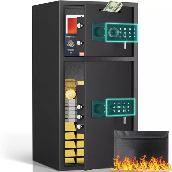 Large Fireproof Home Safe Box with Touchscreen Keypad & 5 Locking Bolts