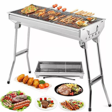 Portable Charcoal Grill with Folding Legs, Outdoor BBQ Grill for 5-10