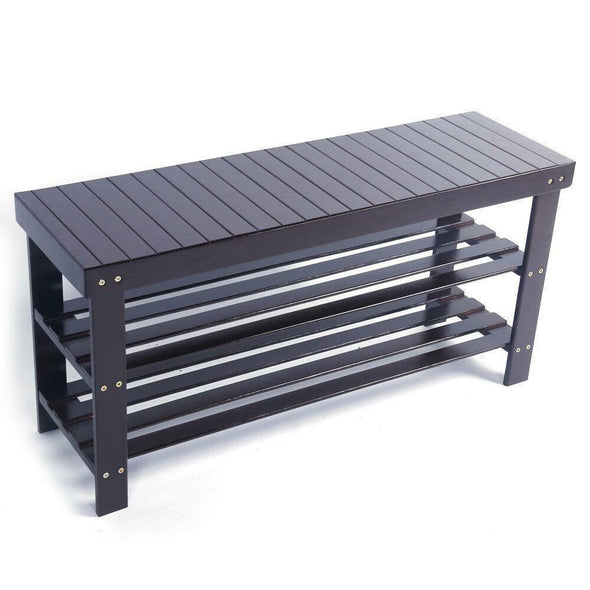 Modern 3-Tier Bamboo Shoe Bench for Entryway & Home Organization