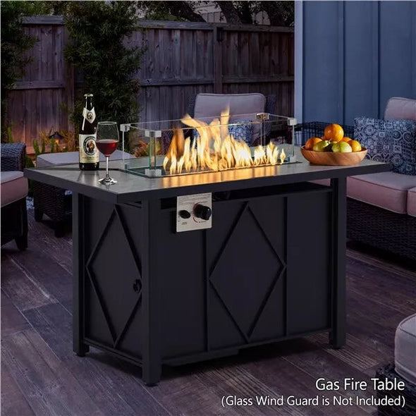 43-Inch Propane Fire Pit Table with 50,000 BTU Burner & Protective Cover