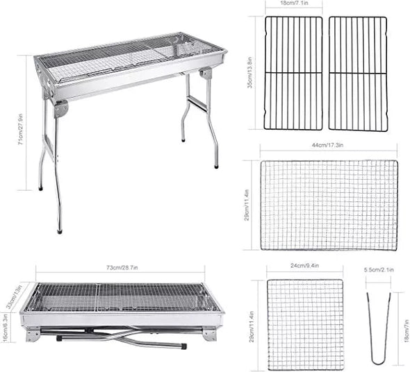 Portable Charcoal Grill with Folding Legs, Outdoor BBQ Grill for 5-10