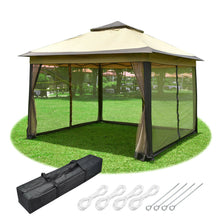 11x11ft Pop-Up Gazebo Tent with Mesh Sidewalls for Outdoor Protection