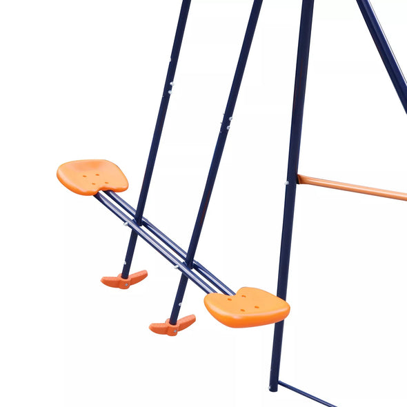 Outdoor Metal Swing Set Playground with Safe U-Shaped Seats for Kids