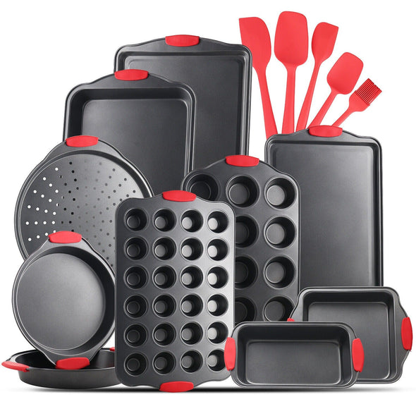 15-Piece Nonstick Ceramic Bakeware Set with Silicone Handles