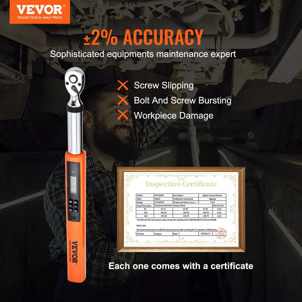 Digital Torque Wrench 3/8” Drive, 3.7-37 ft.lb ±2% Accuracy