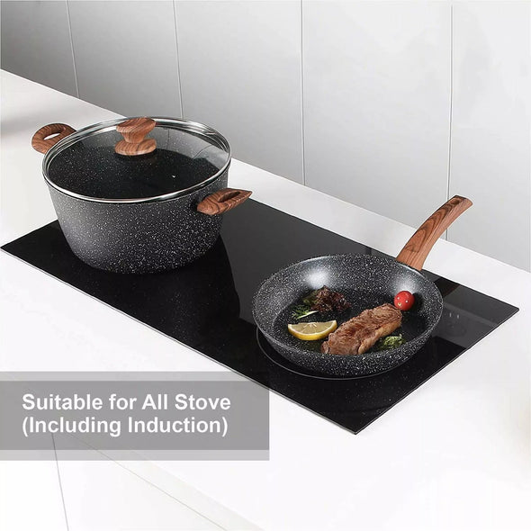 12-Piece Granite Non-Stick Pots and Pans Set, Versatile Cookware