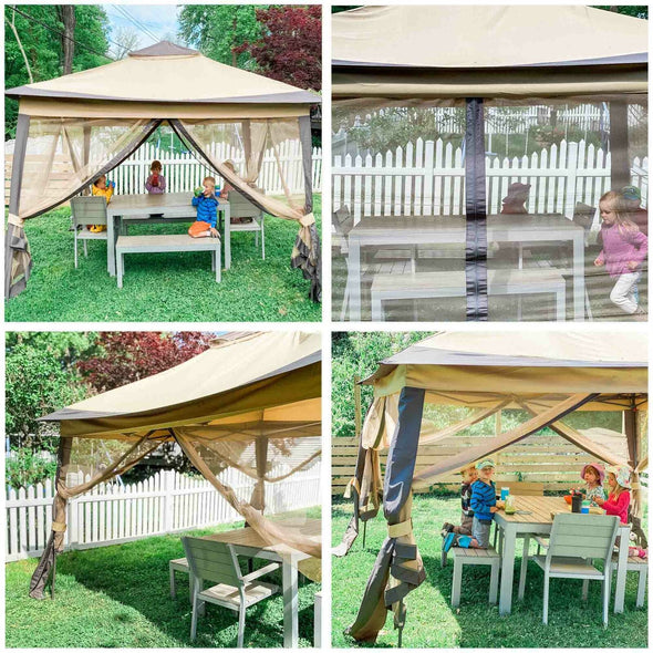 Gazebo Tent with Netting and Carry Bag - Waterproof & Pop-Up Design