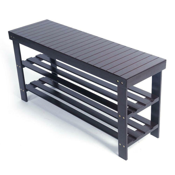 Modern 3-Tier Bamboo Shoe Bench for Entryway & Home Organization