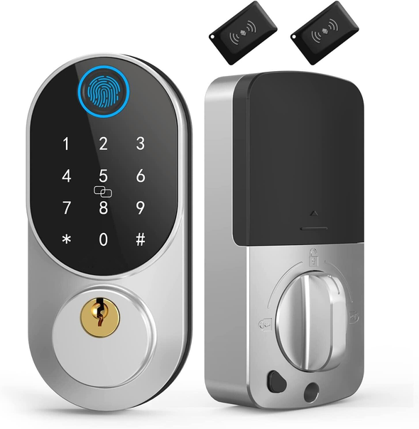 Premium Keypad Door Lock with Fingerprint, Pin, Key Fob & Auto-Lock