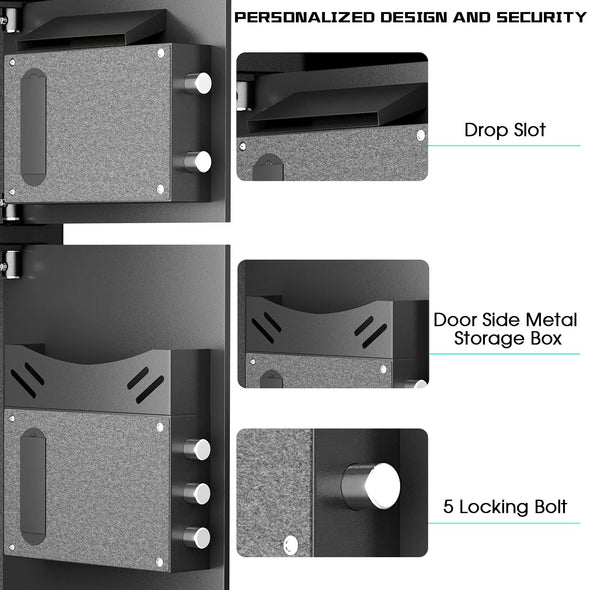 Large Fireproof Home Safe Box with Touchscreen Keypad & 5 Locking Bolts