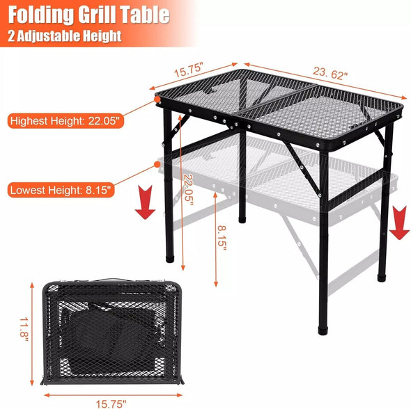 6ft Folding Camping Table, Adjustable, Portable, Heavy-Duty Design