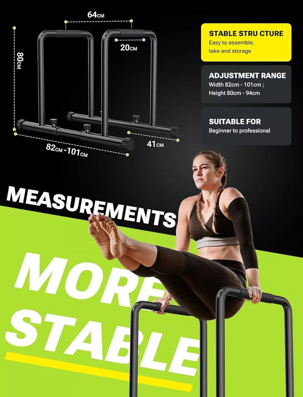 Heavy-Duty Dip Station for Home Workouts, Adjustable and Portable