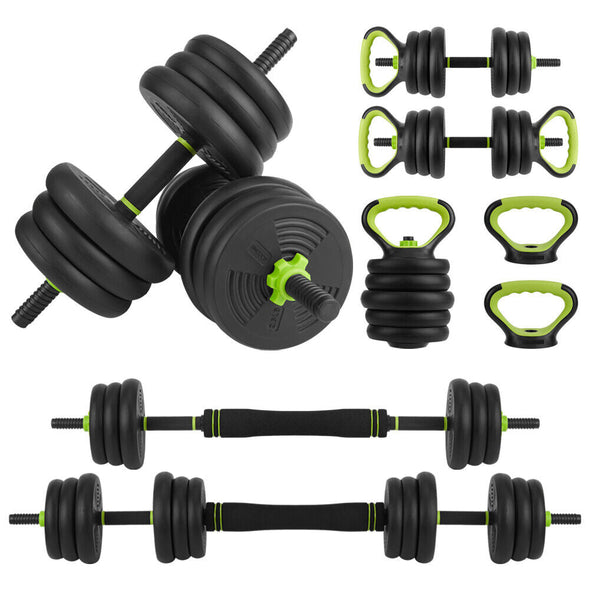Adjustable Weight Dumbbell Set, 4-in-1 Barbell, Kettlebell & More