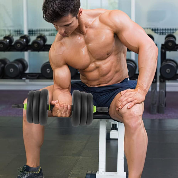 Adjustable Weight Dumbbell Set, 4-in-1 Barbell, Kettlebell & More