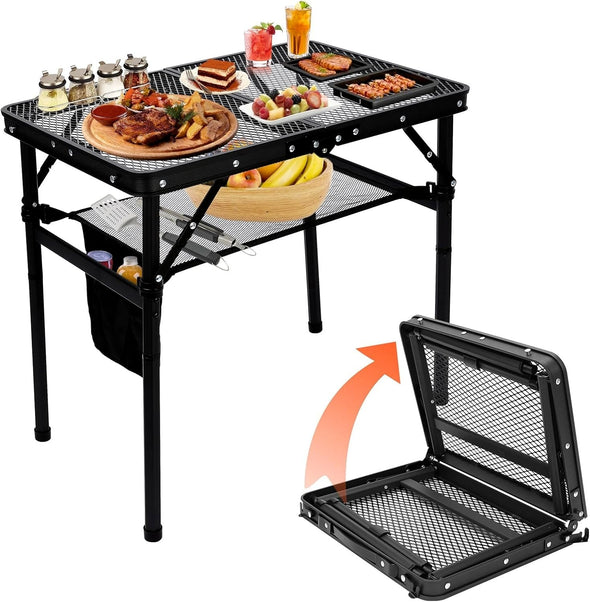 6ft Folding Camping Table, Adjustable, Portable, Heavy-Duty Design