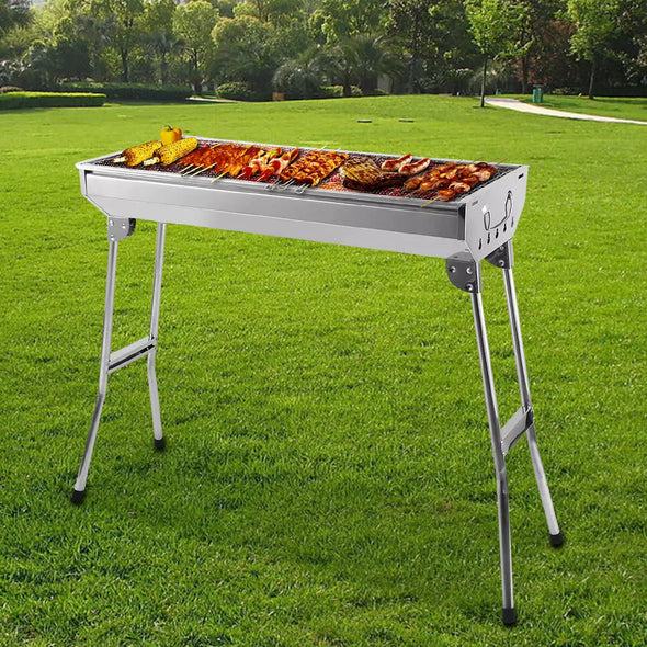 Portable Charcoal Grill with Folding Legs, Outdoor BBQ Grill for 5-10