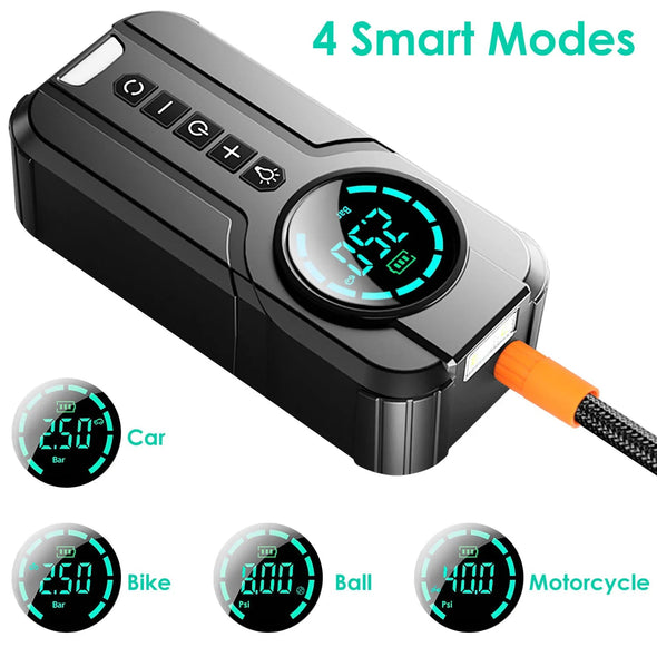 Car Portable Air Compressor Pump, Fast Inflation, Multi-Purpose