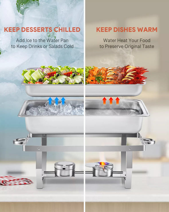 6-Set Stainless Steel Buffet Food Warmer – 9L Chafing Dishes with Lids