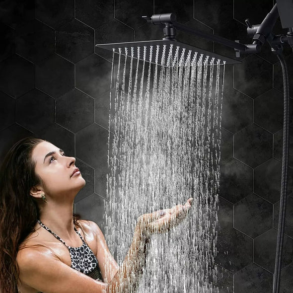 8-Inch Rain Shower Head with Handheld Combo & Adjustable