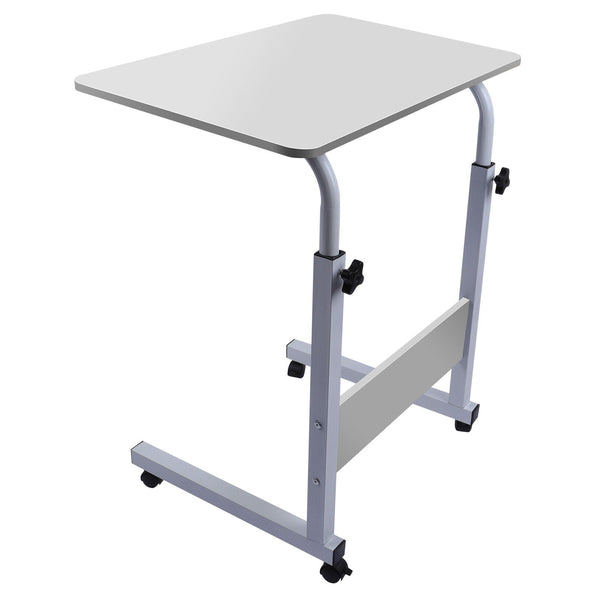 Adjustable Wheeled Over-Bed Table for Laptop and Breakfast, White
