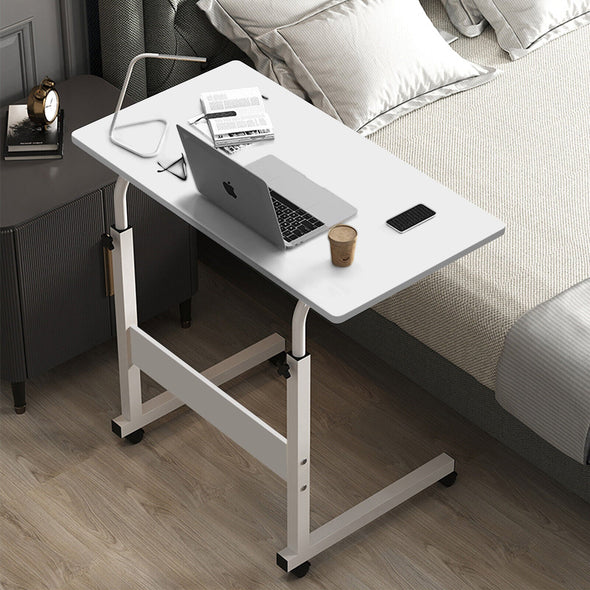Adjustable Wheeled Over-Bed Table for Laptop and Breakfast, White