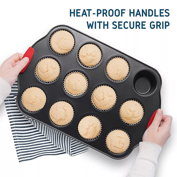 15-Piece Nonstick Ceramic Bakeware Set with Silicone Handles
