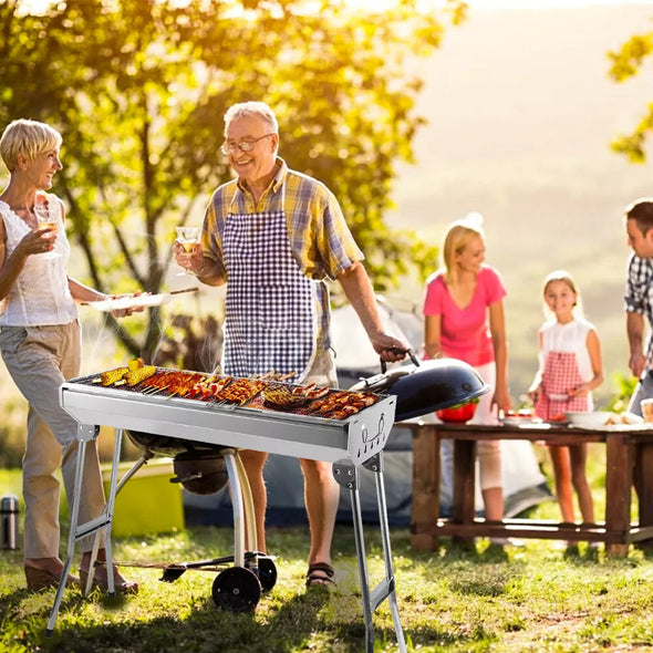 Portable Charcoal Grill with Folding Legs, Outdoor BBQ Grill for 5-10
