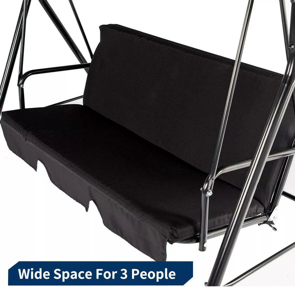 3-Seat Patio Swing Canopy, Adjustable Canopy, Removable Cushions
