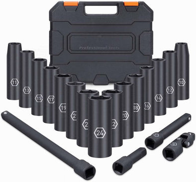 19-Piece 1/2-Inch Drive Impact Socket Set, Durable & Precision Tools