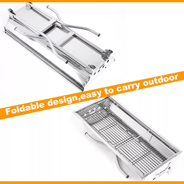 Portable Charcoal Grill with Folding Legs, Outdoor BBQ Grill for 5-10