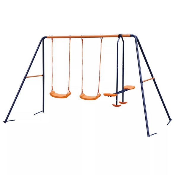 Outdoor Metal Swing Set Playground with Safe U-Shaped Seats for Kids