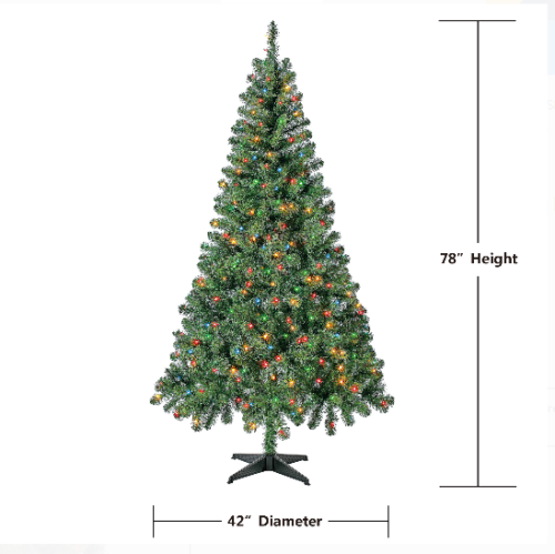 6.5 ft Artificial Christmas Tree with 300 Pre-Strung Mini Lights