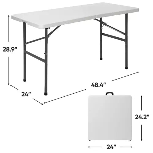 4 FT Lightweight Folding Table, Portable Dining Table