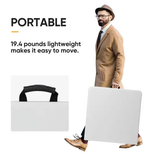 4 FT Lightweight Folding Table, Portable Dining Table
