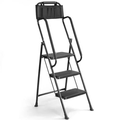 3 Step Stool Ladder with Handrails, 330 Lbs Capacity & Tool Bag