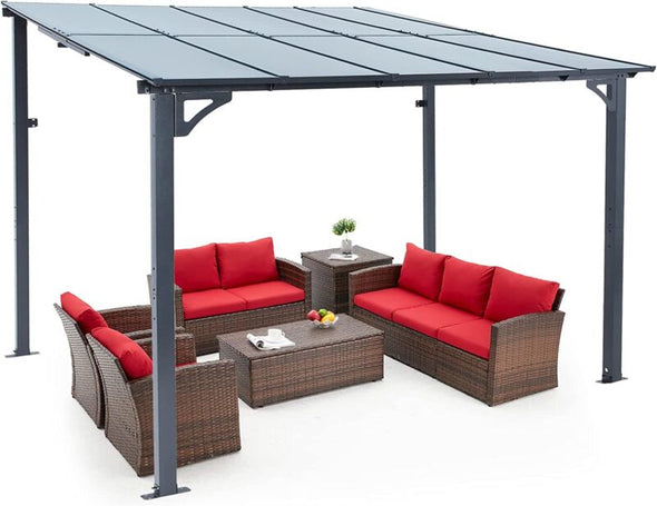 Wall-Mounted Metal Pergola Gazebo – Durable Hard Top Outdoor Shelter