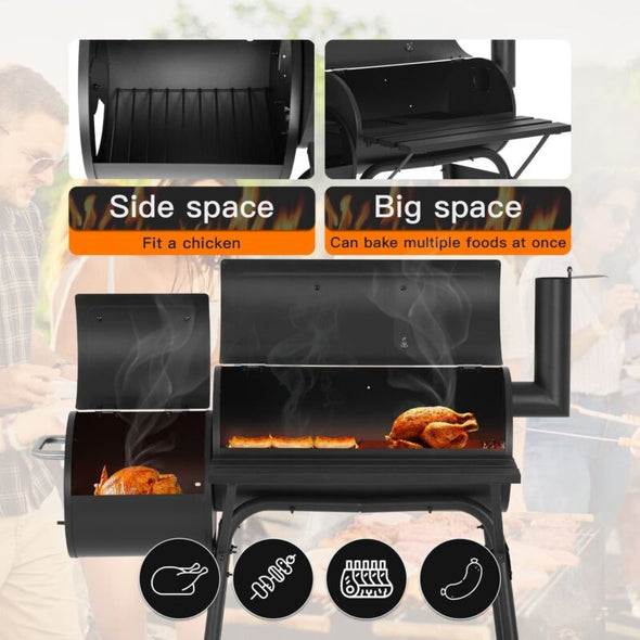 43" Charcoal BBQ Grill with Temperature Control & Double Grilling Nets