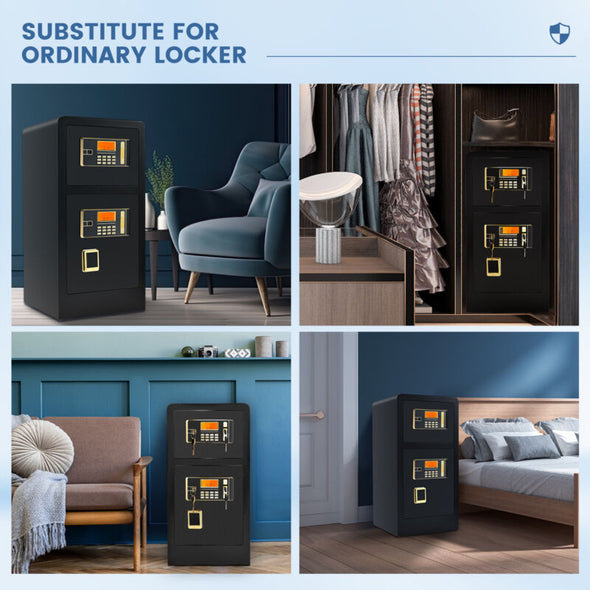 Large Home Safe 4.5 Cub Fireproof Double Lockbox with Digital Keypad