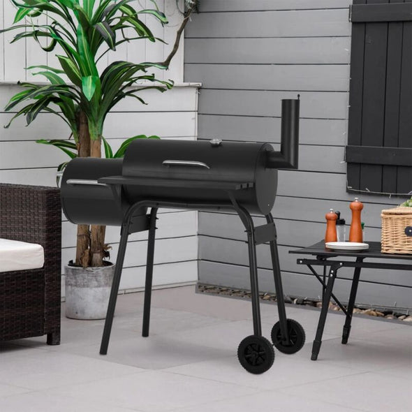 43" Charcoal BBQ Grill with Temperature Control & Double Grilling Nets