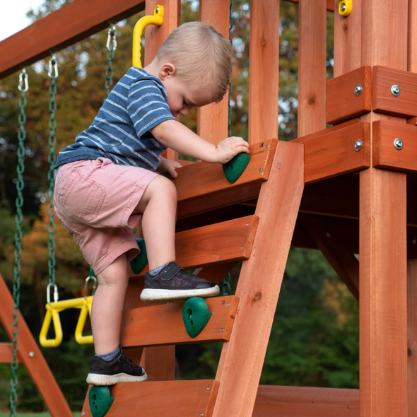 Tucson Cedar Wooden Swing Set – Kids Outdoor Playground with Slide