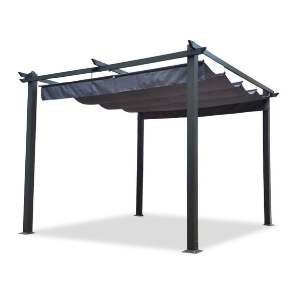 13x10 Ft Aluminum Pergola with Retractable Canopy for Outdoor Shade
